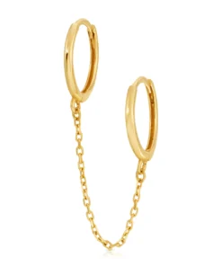 Double Huggie Earring with Chain