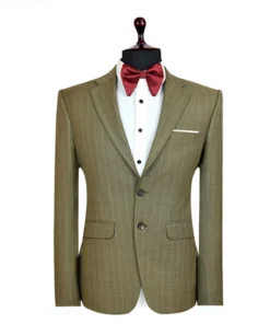 Olive Green Pinstripe Suit