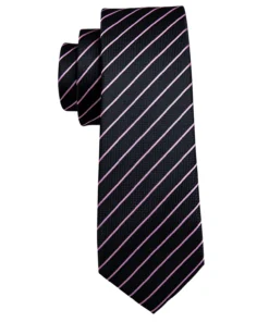 Black Neck Ties Pink Striped Silk Tie