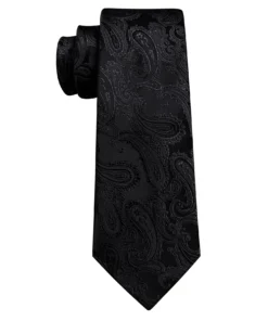 Men's Necktie Black Paisley Silk Tie