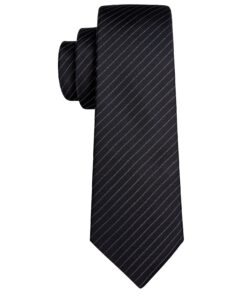 A silk bow tie with black and white stripes