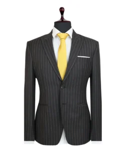 Charcoal Worsted Grey Pinstripe Suit